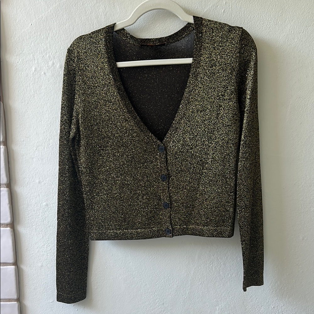 Missoni Black and Gold Cardigan Sweater with Metallic Finish